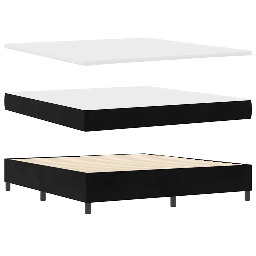 Letto a molle con materasso con led Nero 180 x 200 cm Velluto