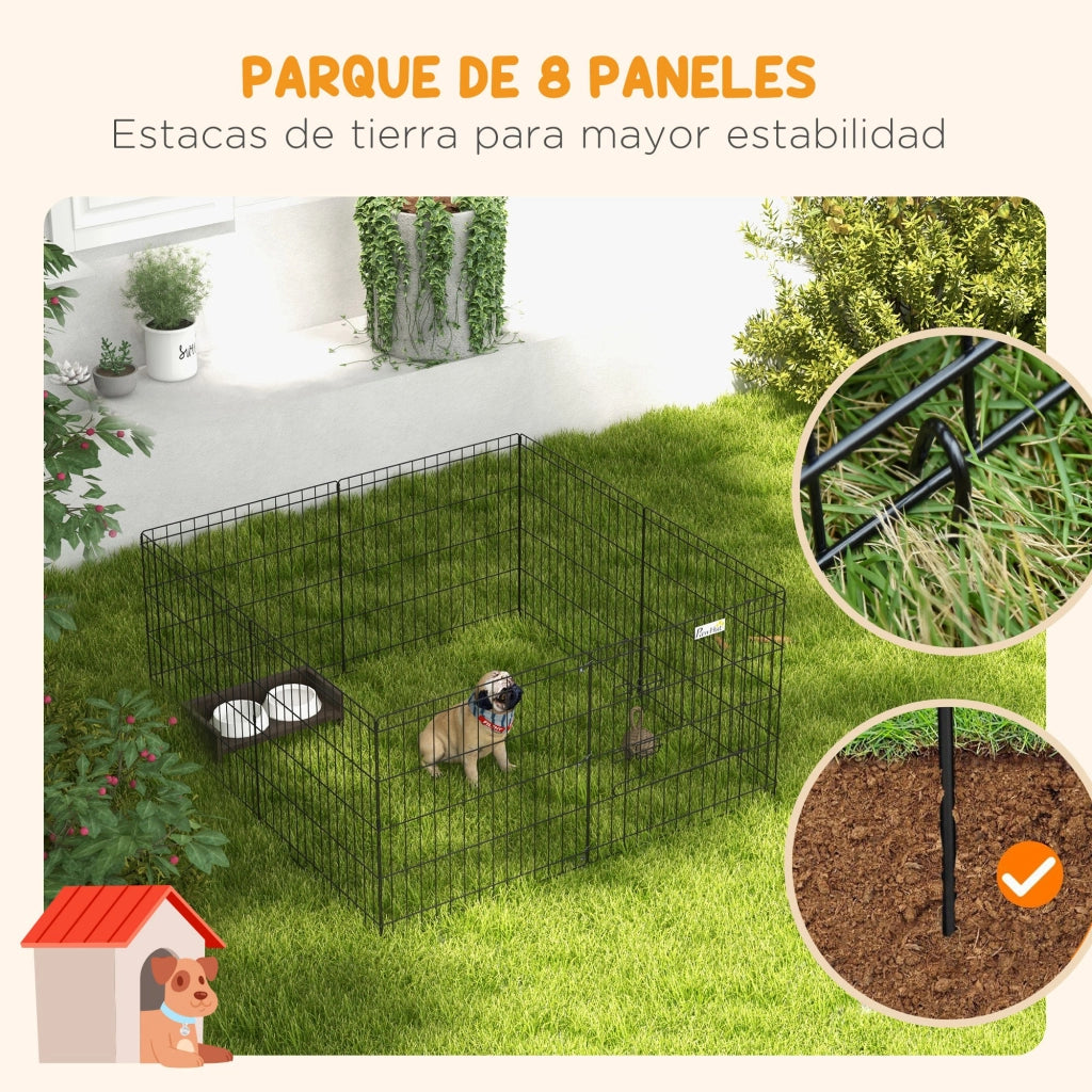 Recinto per Cani 8 Pannelli 61x61 cm ¨C Minimal ¨C Nero
