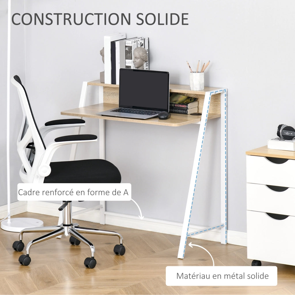 Scrivania per Computer ¨C Minimal ¨C Legno Rovere Bianco 84x45x85 cm