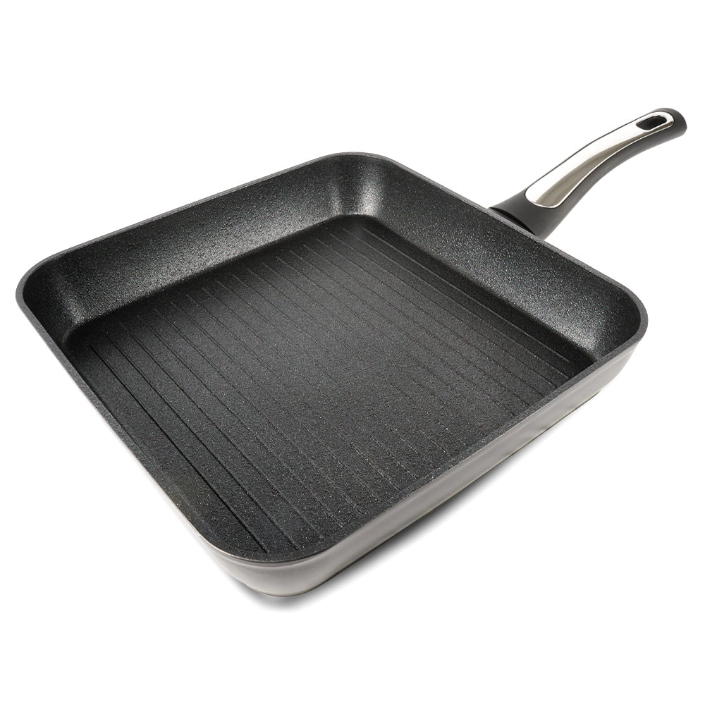 Bistecchiera Elegance Black 26x26 cm doppio fondo acciaio inox, manico Soft touch
