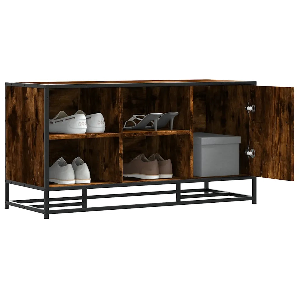 Scarpiera | Mobile per scarpe in Rovere Fumo 100x40x53,5 cm in Truciolato e Metallo