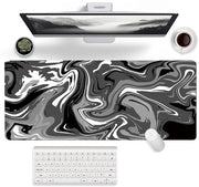 Muismat gaming XL, 900 x 400 mm, nero e bianco, gomma, grande, antiscivolo, impermeabile, resistente alle macchie, adatto a pc, MacBook, laptop