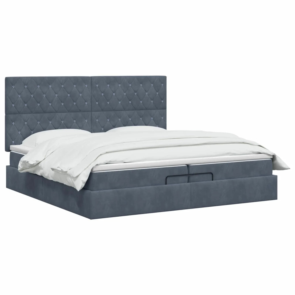 Letto ottomano con materasso Grigio Scuro 200 x 200 cm Velluto 3457672