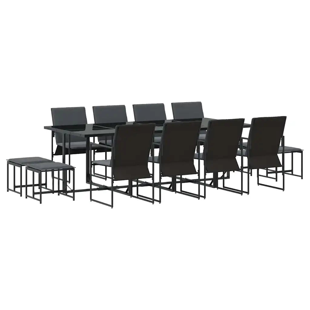 Set da Pranzo per Giardino 13 pcs Nero Acciaio 3335865