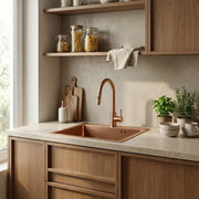 Lavello In Acciaio Leo 50 Brush Copper con rubinetto da cucina