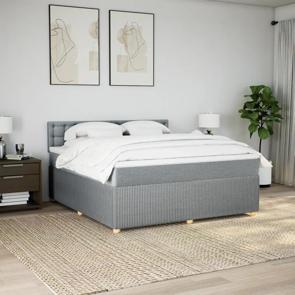 Giroletto a Molle con Materasso Grigio Chiaro180x200 cm Tessuto