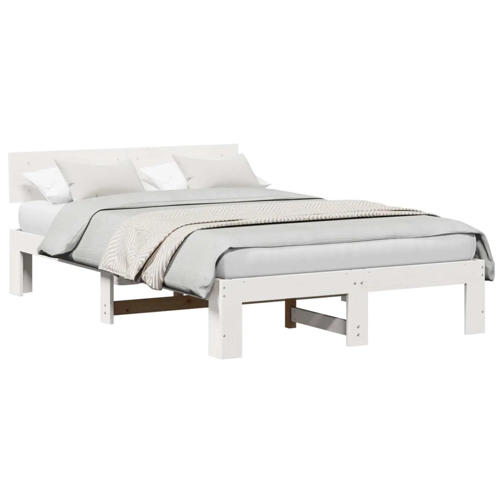 Letto matrimoniale | Letto per adulti | Struttura del letto Bianco 120 x 200 cm Pino massello