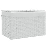 Cesto Portabiancheria Coperchio Bianco 55,5x35x34 cm Polyrattan CFW4981984