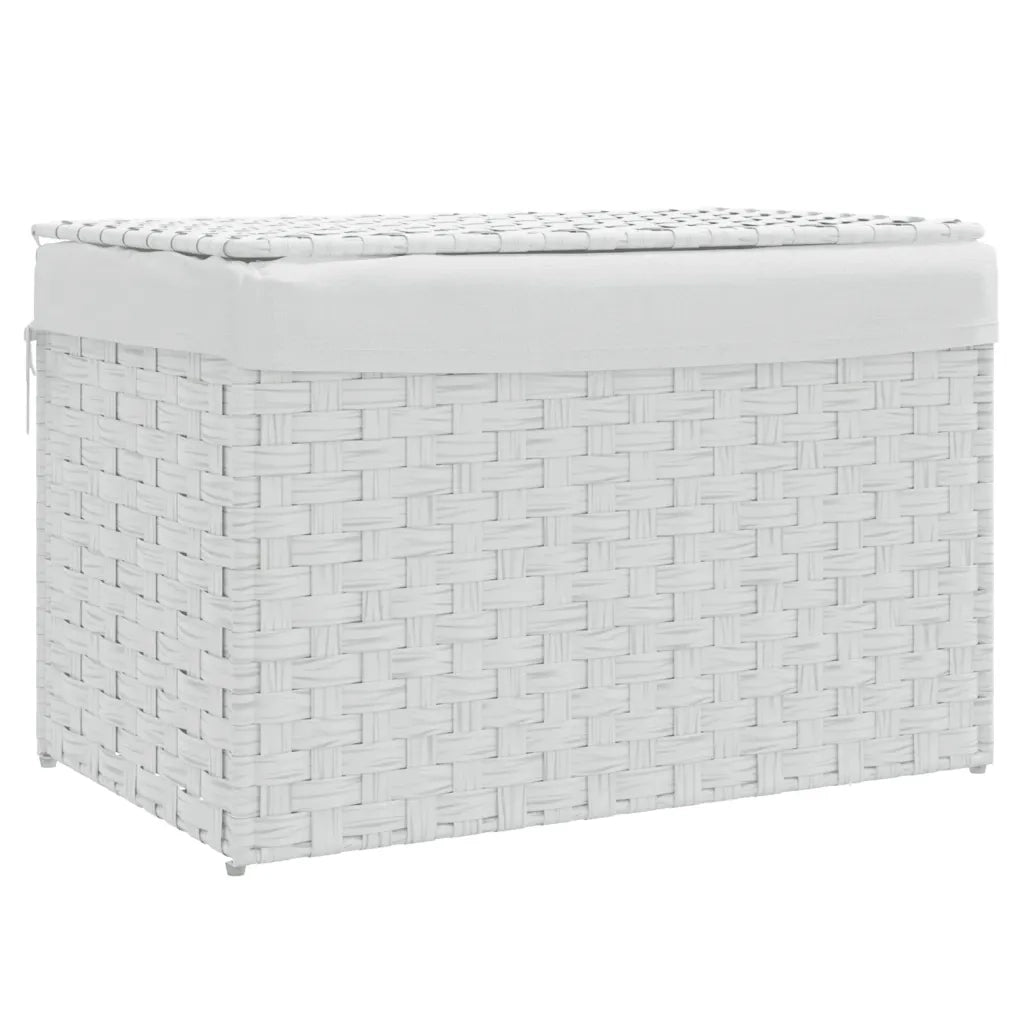 Cesto Portabiancheria Coperchio Bianco 55,5x35x34 cm Polyrattan CFW4981984