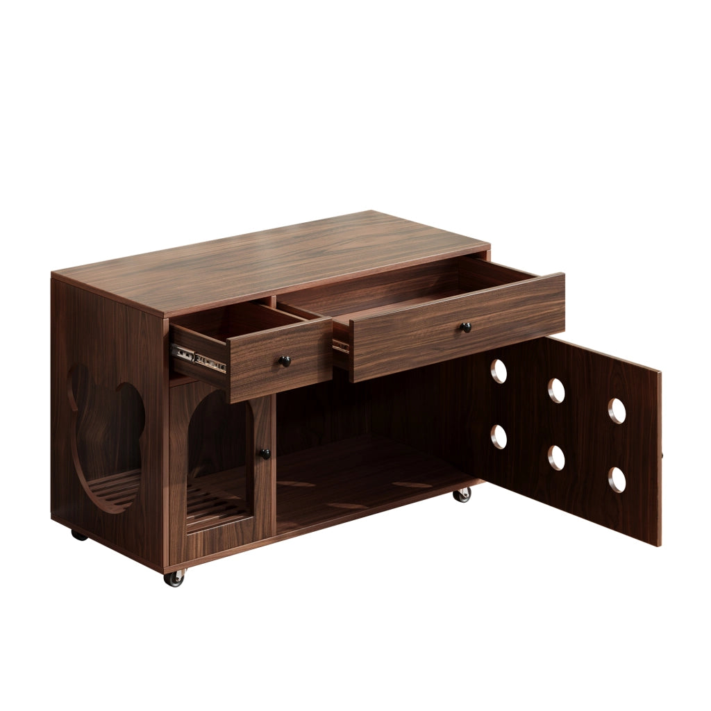 Mobile Toilette per Gatti con Porta ¨C MINIMAL ¨C Noce, 100x45x66 cm