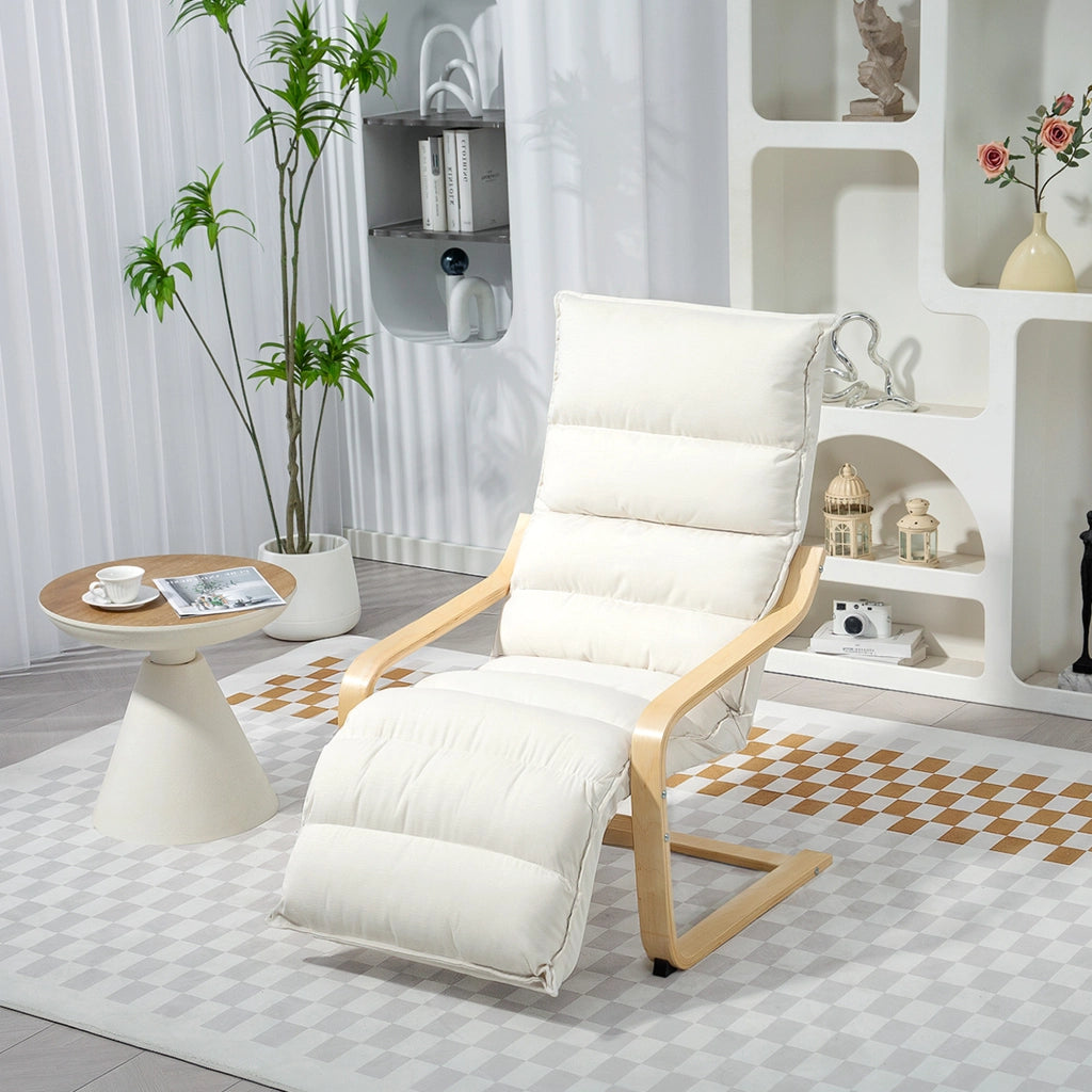 Poltrona relax in velluto crema ¨C Xylo ¨C con poggiapiedi regolabile e struttura in acciaio 67x93x105cm