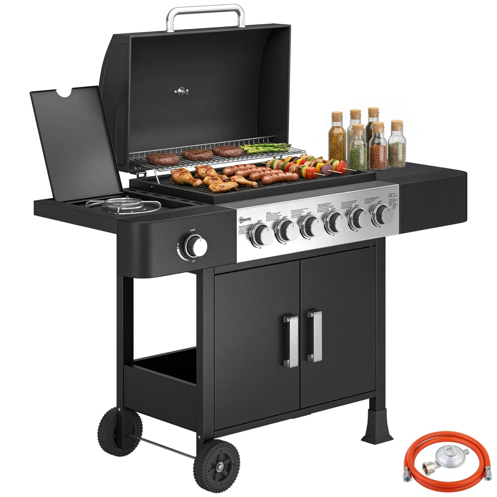 Barbecue a gas 6+1 bruciatori 17,8 KW ¨C zephmum ¨C grigio acciaio inox
