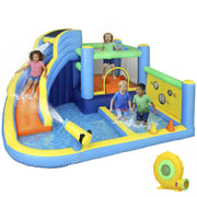 Castello gonfiabile acqua ¨C zephmum ¨C 8 in 1 con scivolo trampolino canestro anelli