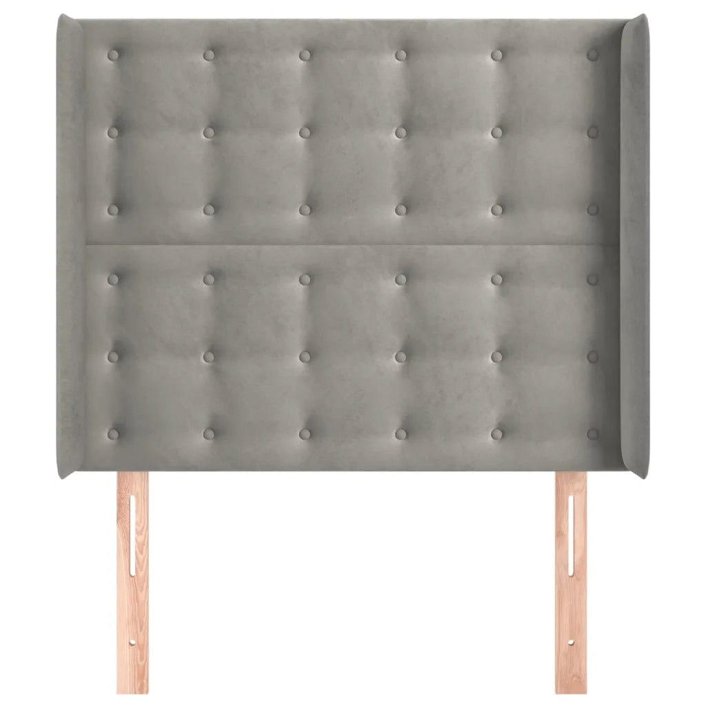 Testiera ad Orecchio-Testata con Orecchie Grigio Chiaro 103x16x118/128 cm in Velluto 574653