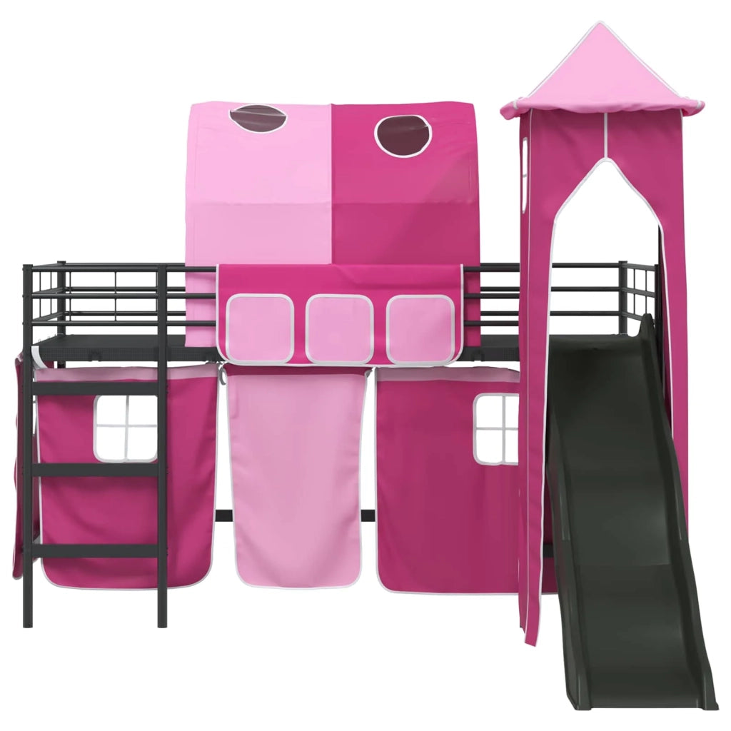 Struttura del letto loft per bambini Nero e rosa 80 x 200 cm 42020886