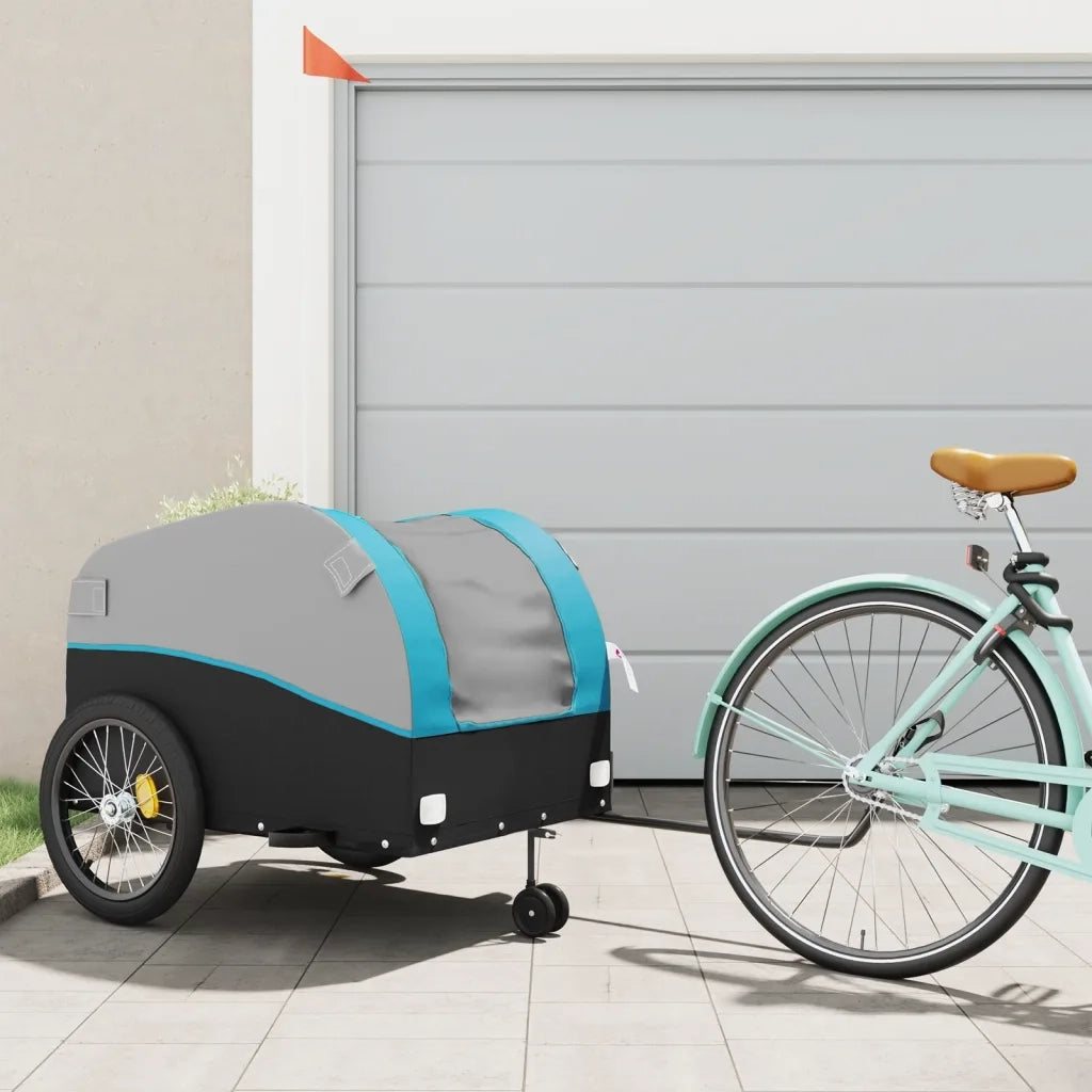 Rimorchio da Bici Nero e Blu 45 kg in Ferro 94156