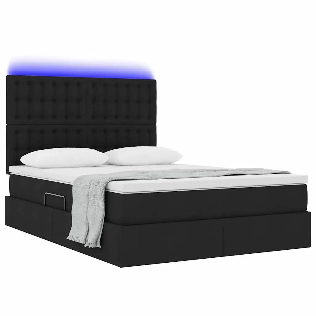 Letto con contenitore e LED Nero 140 x 190 cm Poliestere 3372542