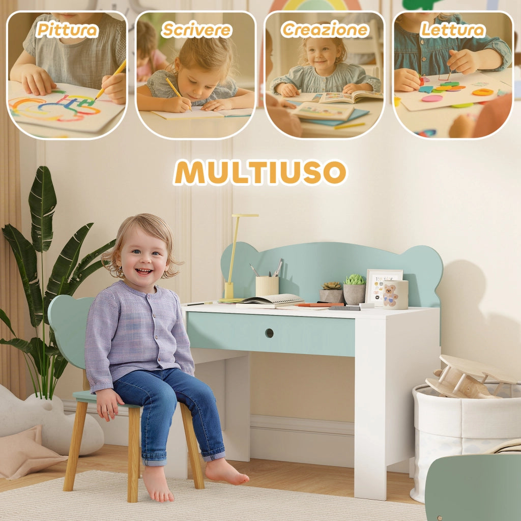 Scrivania per Bambini con Cassetto e Sedia ¨C Minimal ¨C Verde
