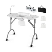 Tavolo manicure pieghevole 90 x 43 x 73 cm con aspiratore elettrico e lampada LED flessibile in metallo bianco 20_0014012