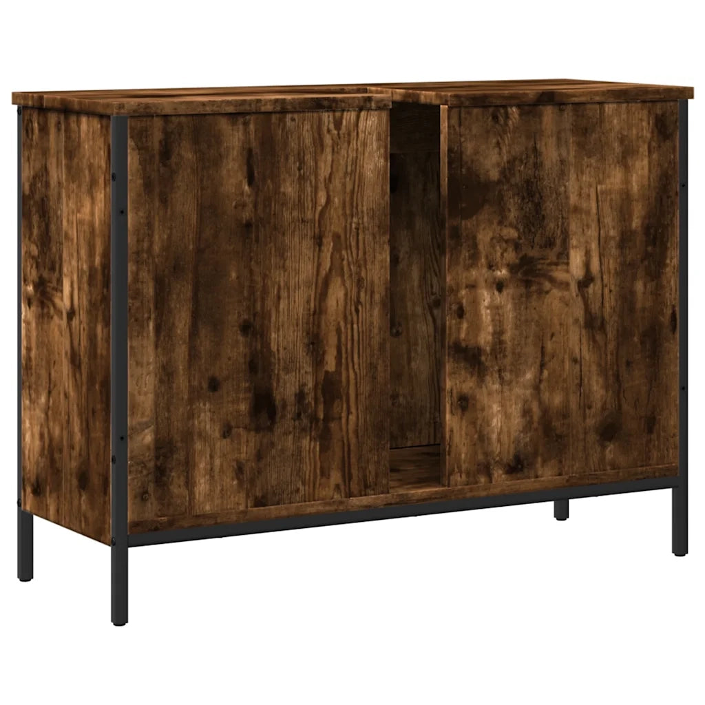 Mobile Lavabo Bagno-Armadietto da bagno Rovere Fumo 80x30x60 cm Legno Multistrato 989458