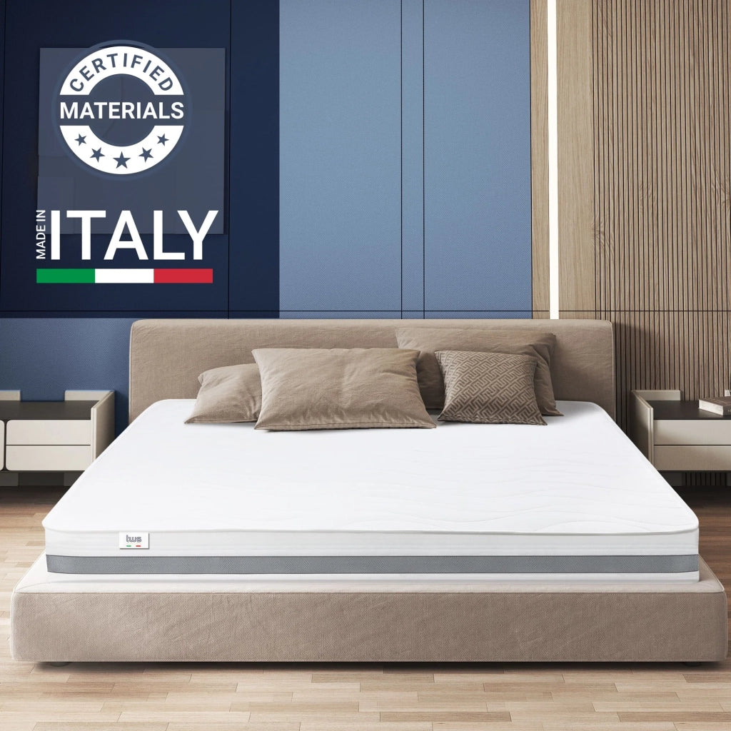 Materasso Matrimoniale 160x205 cm in Memory Antibatterico | Altezza 20 cm | Rivestimento 3D Air in Fibra Ipoallergenica | Materasso Ortopedico a 7 Zone Differenziate Termosensibili