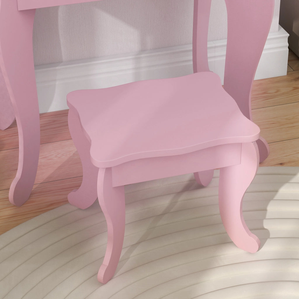 Tocador per bambini con cassetto e specchio regolabile ¨C zephmum ¨C rosa 3-6 anni