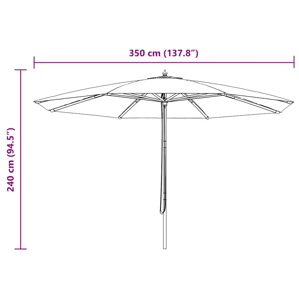Ombrellone da Esterni-Ombrello da giardino con Palo in Legno 350 cm Bianco Sabbia