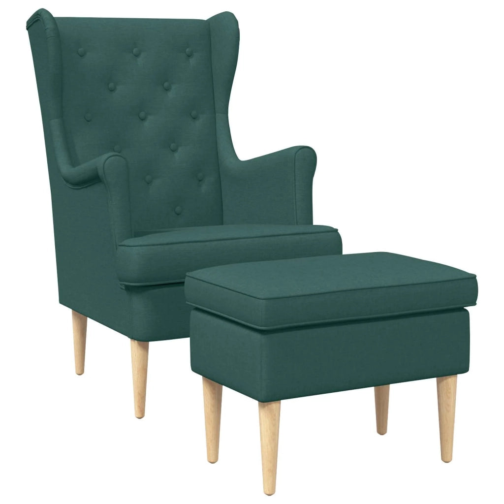 Poltrona con Ottomano 2 pz Verde Scuro Tessuto 3418809