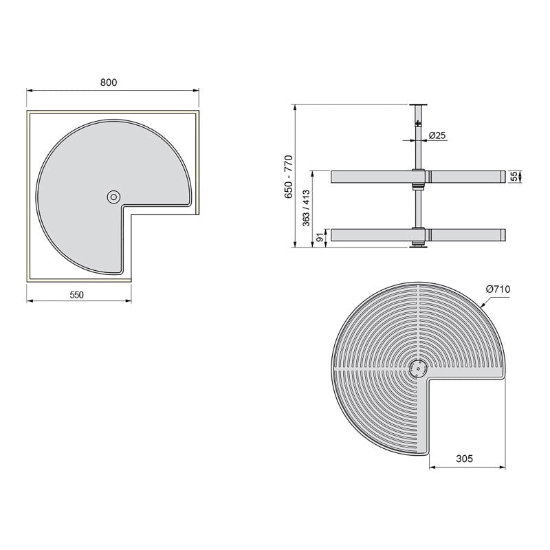 Pattumiere per raccolta differenziata per cucina, 3 x 10L, fissaggio inferiore, estrazione automatica, Acciaio e Tecno..