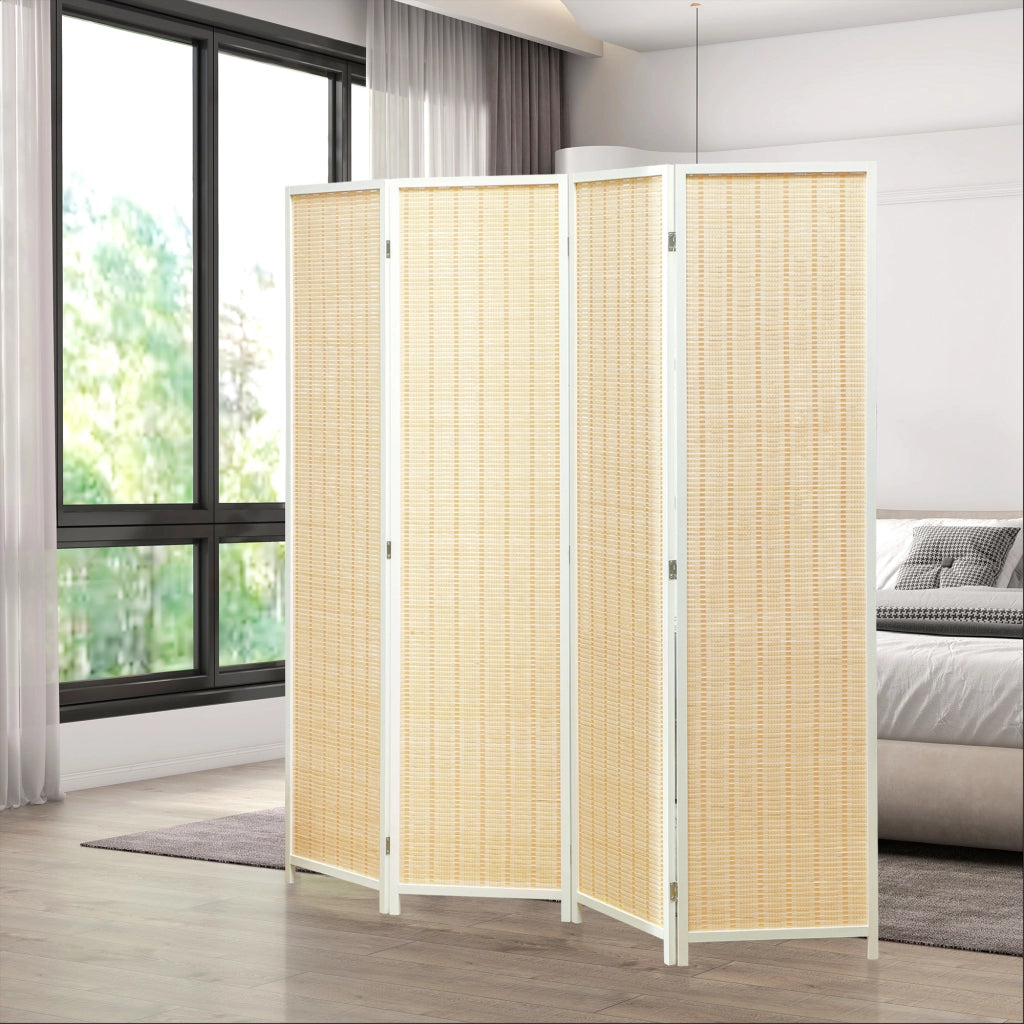Paravento Separatore Ambienti ¨C Xylo ¨C 4 Pannelli Legno Naturale 180x180 cm