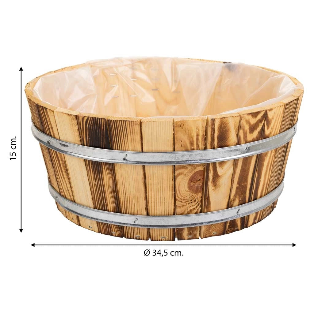 Cesto in legno e corda marrone d34,5x15h