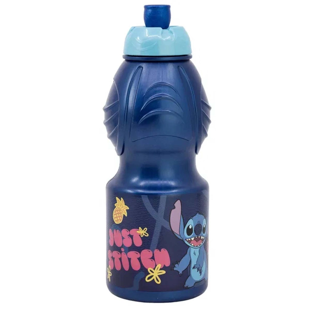 Borracca Sportiva per Bambini 400 ml Stitch con Tappo a Tirante Blu Disney