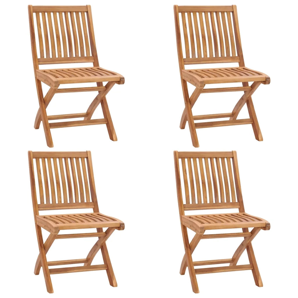 Sedie da Giardino Pieghevoli con Cuscini 4 pz Massello di Teak 3072828