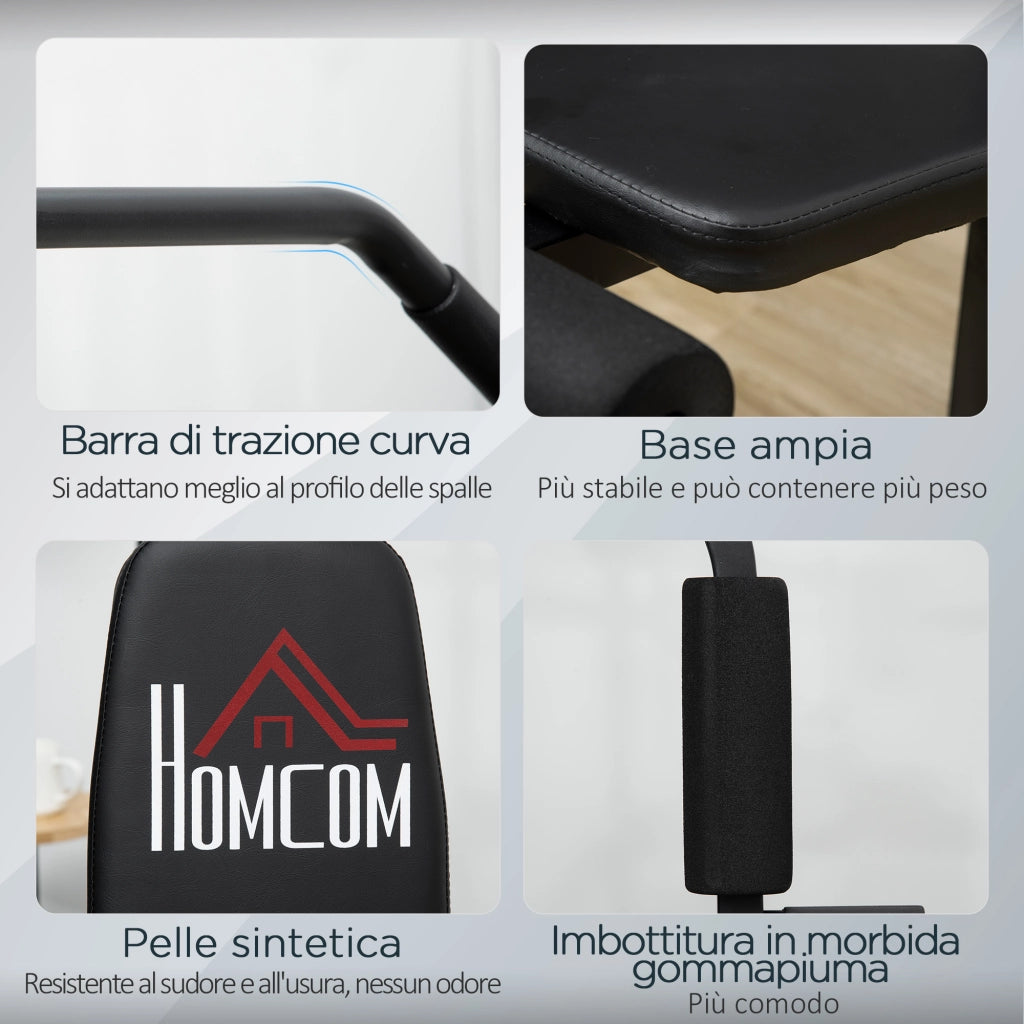 EasyComfort Stazione Fitness Multifunzione Power Tower con Pesi fino 45kg e Panca Imbottita, 135x103x210cm