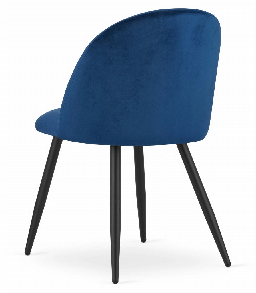 Valora Bello Chair Navy Blue Velvet Black Legs Set di 2