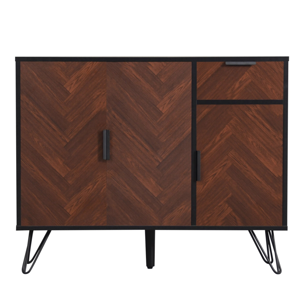 Armadio contenitore moderno 90 x 30 x 71;5 cm nero e effetto legno con cassetto e ripiani regolabili