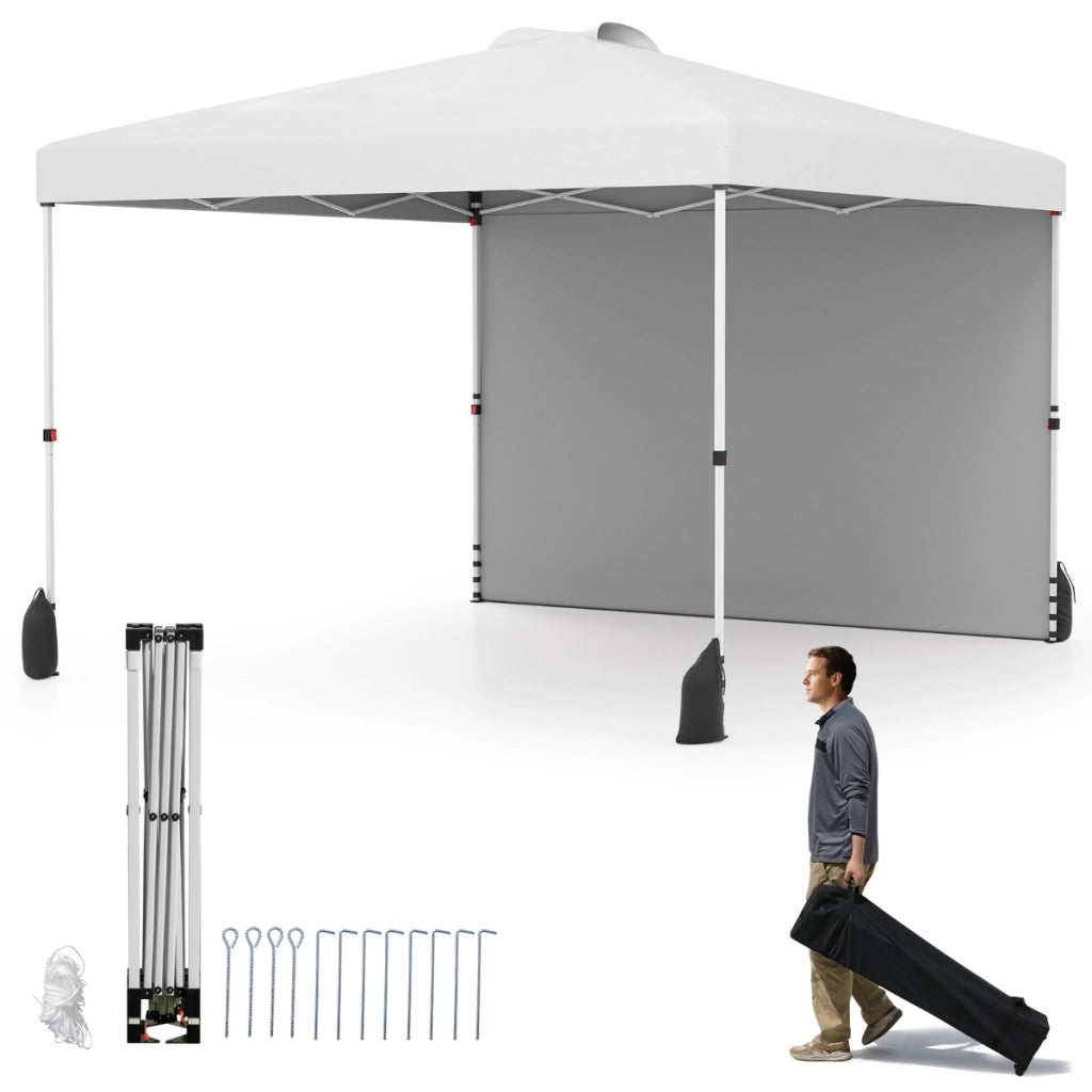Rifugio da patio pieghevole per eventi commerciali, Tenda a cielo apribile 3 x 3 M con borsa con ruote Bianco-Gazebo