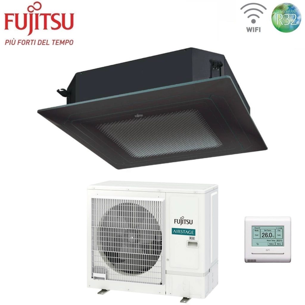 Condizionatore a Cassetta Fujitsu KR Eco Circular Flow Black 36000 Btu AUXG36KRLB Monofase R-32 Wi-Fi Optional con Griglia e Filocomando