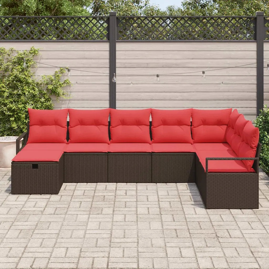Set di divani con cuscino con archiviazione Marrone polyrattan 3359233