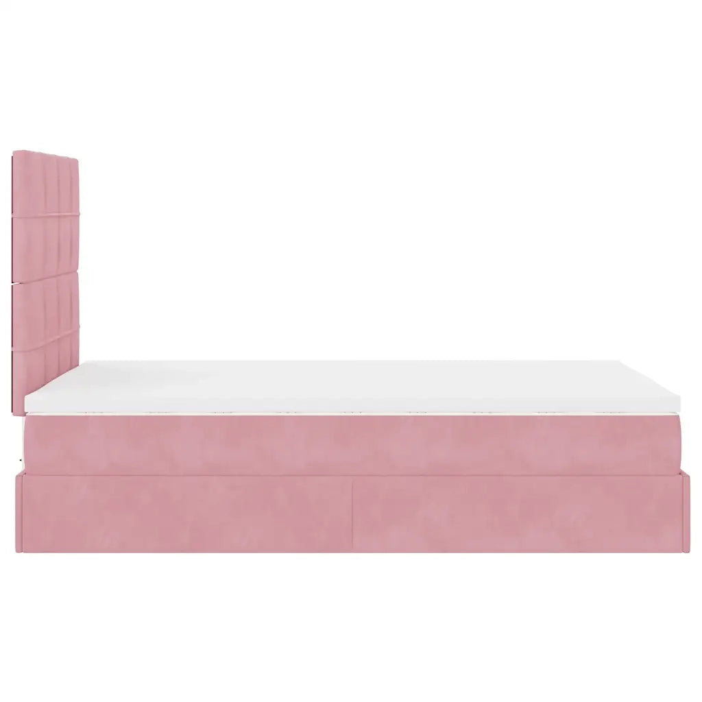 Struttura Letto Pouf con Materasso Rosa 120x200 cm Velluto 3314317