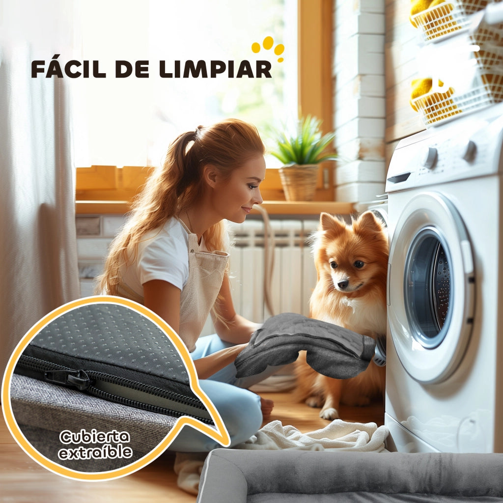 Cuccia per Cane e Gatto con Copertura Lavabile ¨C zephmum ¨C Grigio 91.5x68.5x16.5 cm