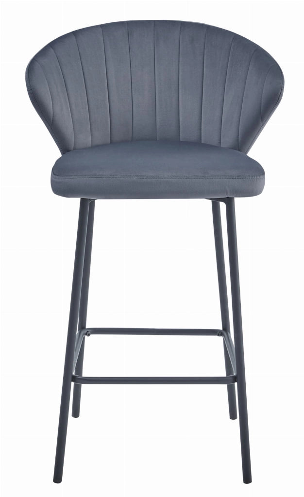 Sgabello Valora GATTA in velluto grigio scuro con gambe nere x3