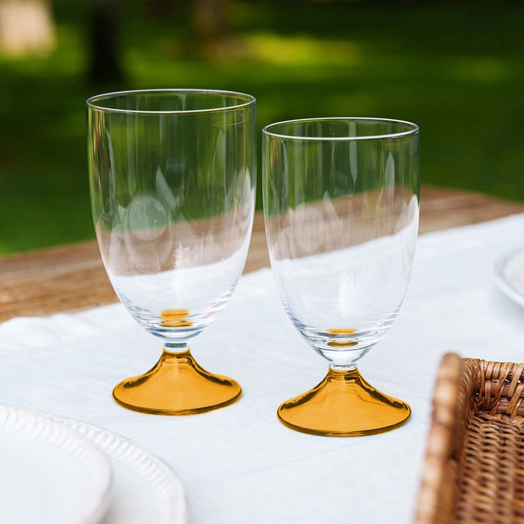 Zafferano Set 4 Calici Maestro Linea Veneziana in Vetro Soda Lime Soffiato a Mano Colore Ambra Senza Gambo Design Elegante per Degustazione