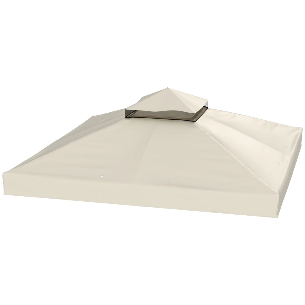 Copertura per Gazebo da Giardino 3x3m, Tetto Sostitutivo UPF30+ a 2 Livelli in Poliestere, Crema