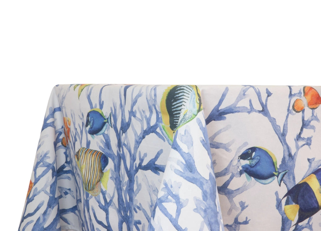 Tovaglia Copritavolo Cucina In 100% Cotone Stampa Digitale Disegno Oceano - 140x240 - Blu