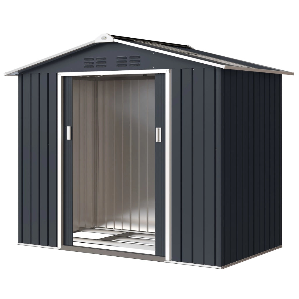 Casetta da giardino in metallo ¨C Xylo ¨C 213x130x185 cm grigio scuro