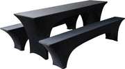 Copris Elastici per Set di Tenda Birra, Copris per Tavolo Birra, Copertura per Panchina Birra e Tovaglia per 50 cm, Set a 3 Pezzi, Copris Larghi per Set di Marquee, Copris per Panchina Birra (per Tavolo da 50 cm, Nero)