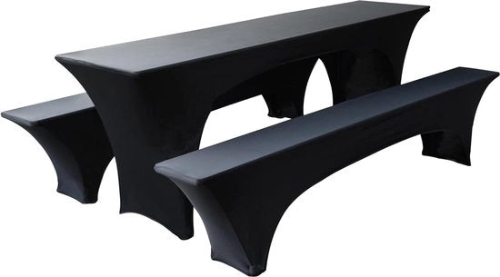 Copris Elastici per Set di Tenda Birra, Copris per Tavolo Birra, Copertura per Panchina Birra e Tovaglia per 50 cm, Set a 3 Pezzi, Copris Larghi per Set di Marquee, Copris per Panchina Birra (per Tavolo da 50 cm, Nero)