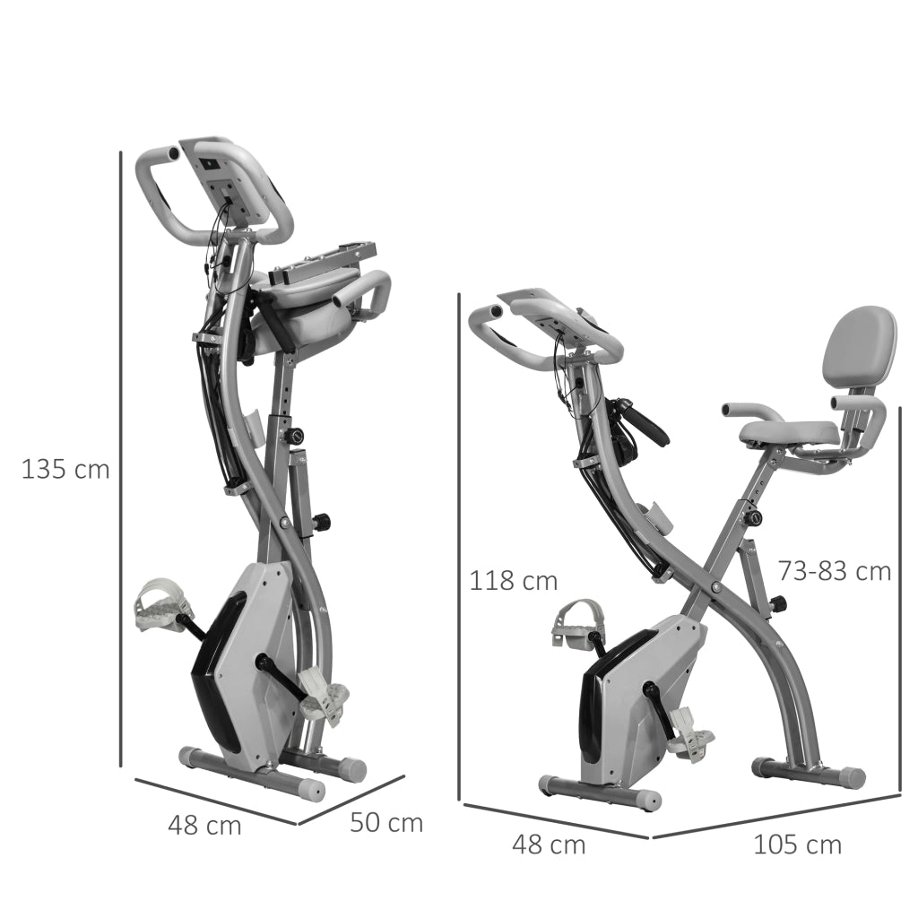 Cyclette Pieghevole 2 in 1 con Sensore Frequenza Cardiaca ¨C Minimal ¨C Grigio