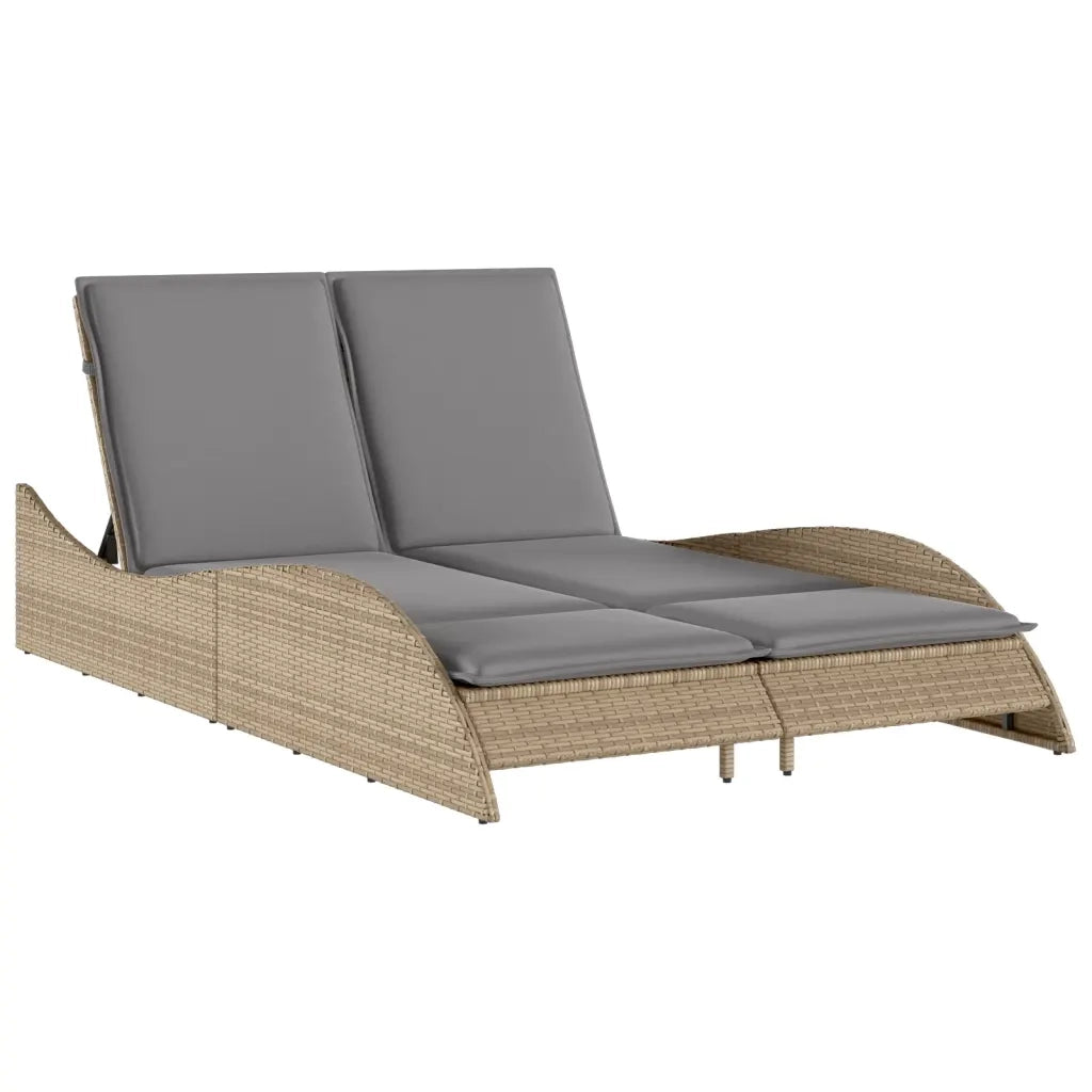 Lettino Prendisole | Sdraio da giardino | Lettino da sole con Cuscini Beige 114x205x73 cm Polyrattan